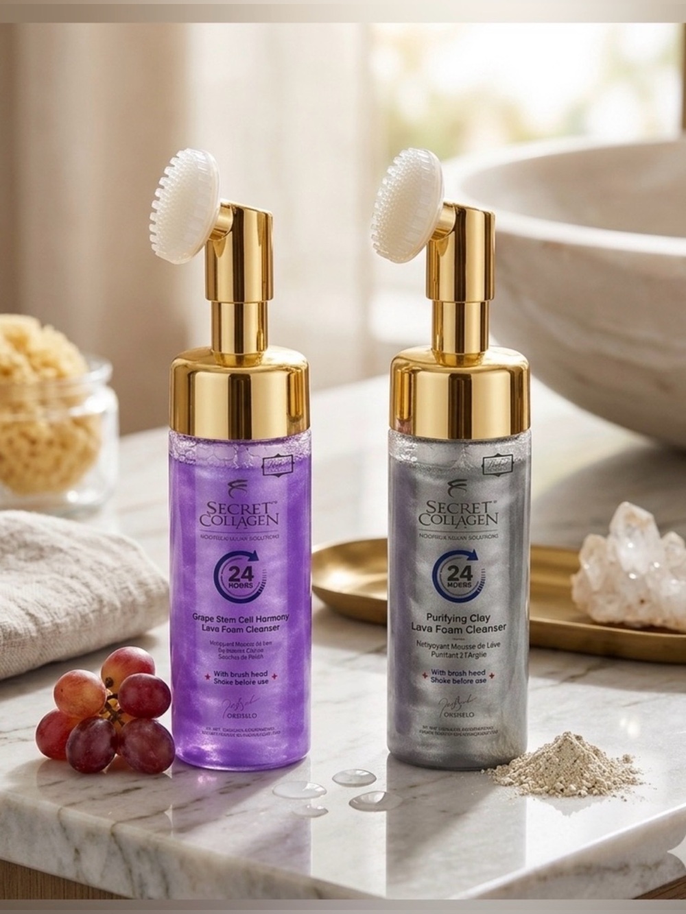 🔥 Secret Collagen BUNDLE of Lava Foam Cleansers Grape Stem Cell & Purifying Clay